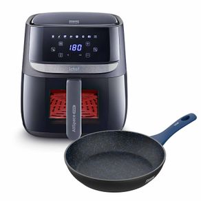 Fritadeira Elétrica Airfryer Vision Max Ichef 5,7L e Panela Home Sauté Grand Shark Series Azul 24cm | 220V
