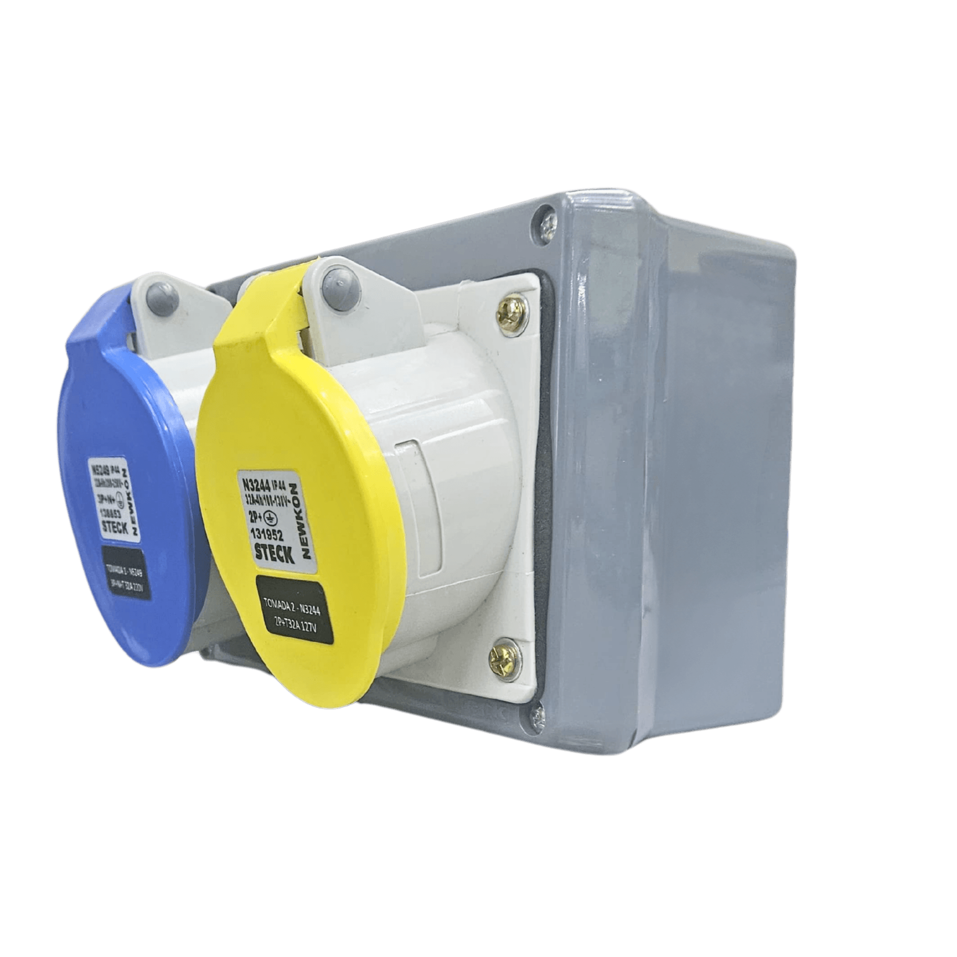 Quadro Sobrepor C/ 1 Tomada Ind.N5249 + 1 Tomada Ind. N3244 Cód. S304152 – Steck