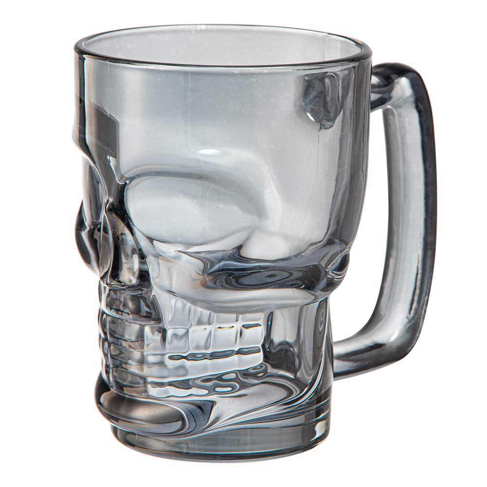 Ofertas para o produto HB2M com a descrição: Caneca Skull P/ Cerveja Vidro Caveira 380ml Cinza Bohemia