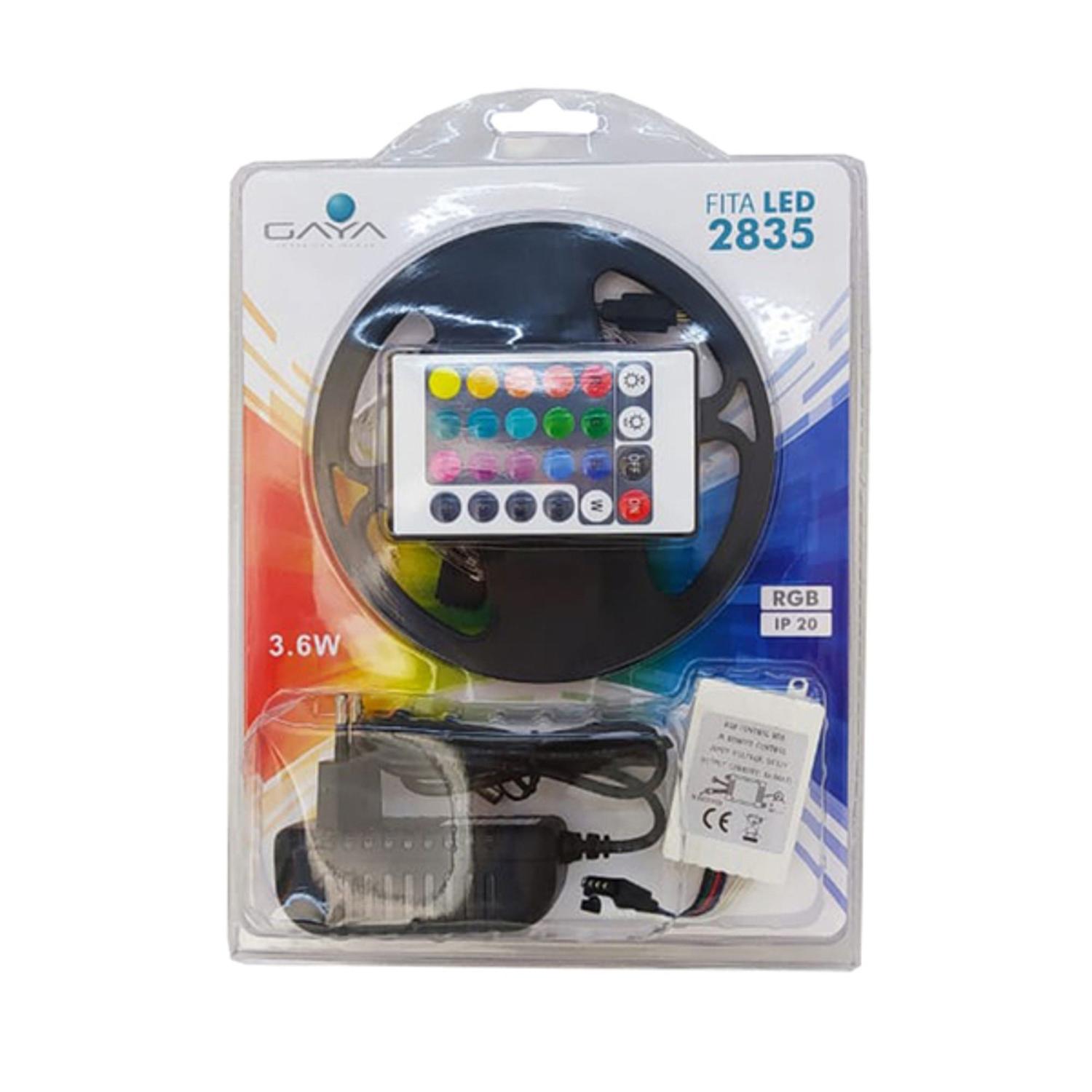 Fita Led RGB 2835 3.6W 12V IP20 Ref.9150 Completa Com 5 Metros - Gaya