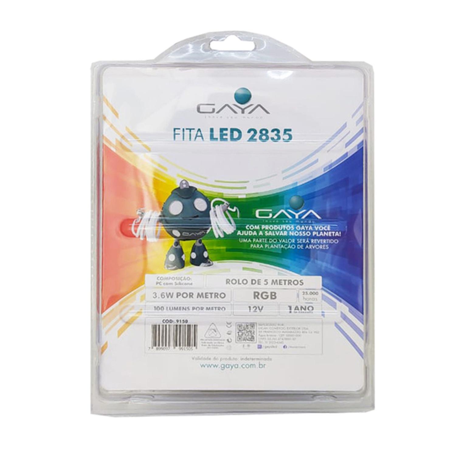 Fita Led RGB 2835 3.6W 12V IP20 Ref.9150 Completa Com 5 Metros - Gaya - Imagem 2