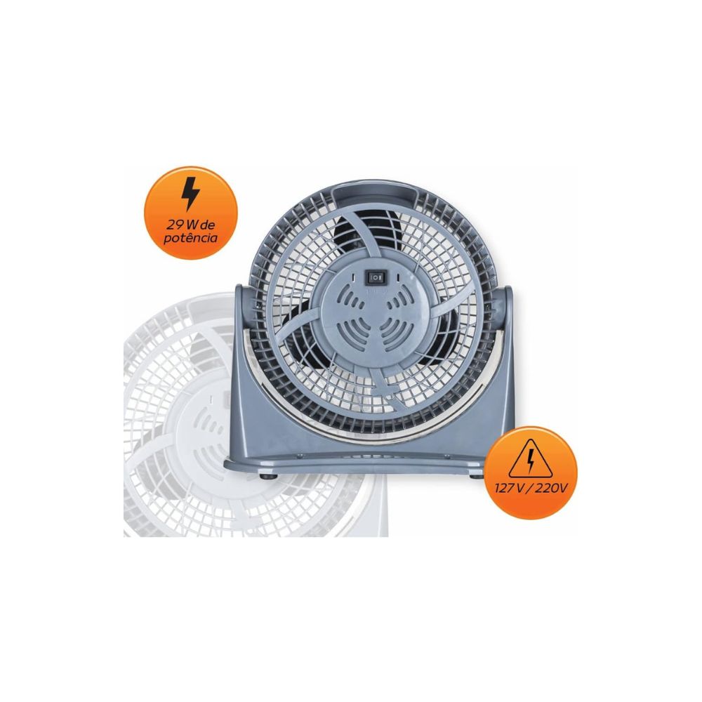 Circulador de Ar 25cm Ventimais 3 em 1 2 Vel Cinza/Prata 127v - Imagem 13