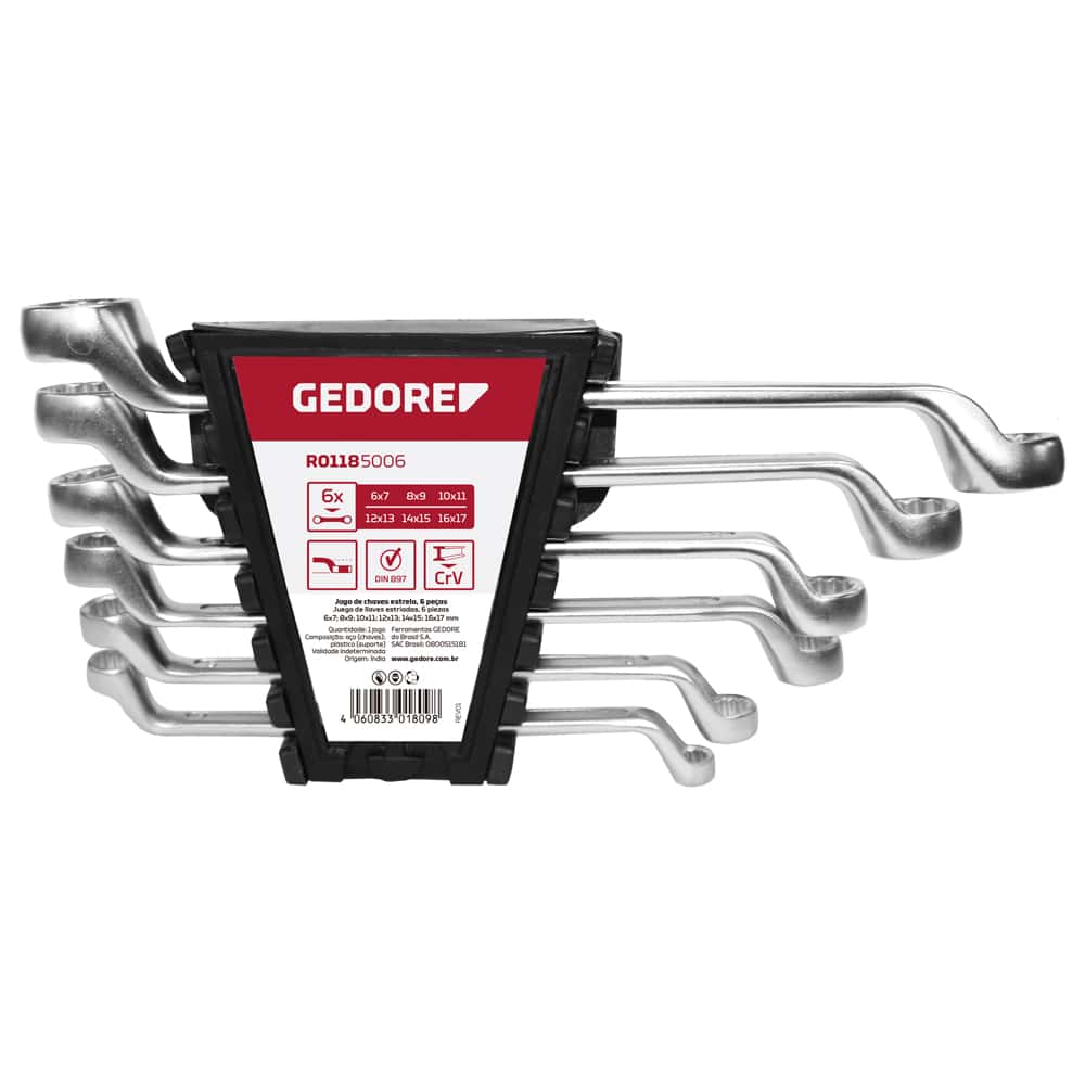 Jogo Chave Estrela 13B-6M 6Peças 6mm A 17mm - Gedore Red