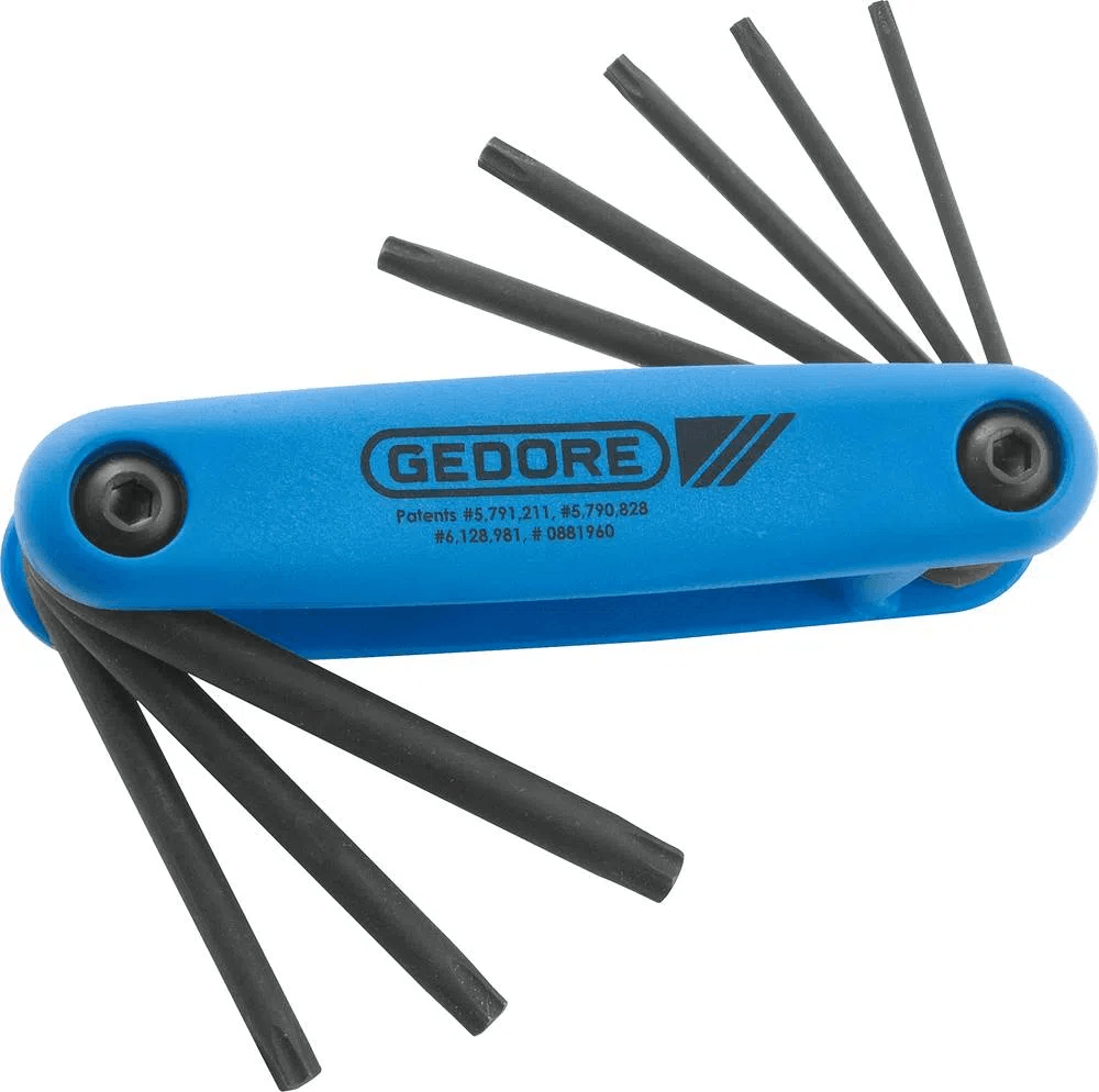 Chave Torx Jogo Portátil 8PCS T9/T10/T15/T20/T25/T27/T30/T40 Cod. 024.650 - Gedore
