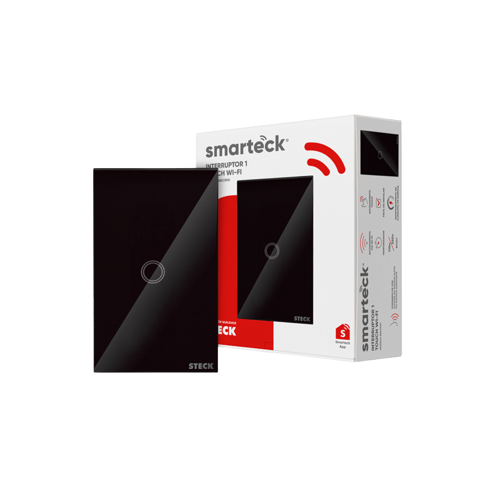 Interruptor Touch Wi-Fi Smarteck 4x2 1 Módulo Preto Cód. SMCI1PS1 – Steck - Imagem 2