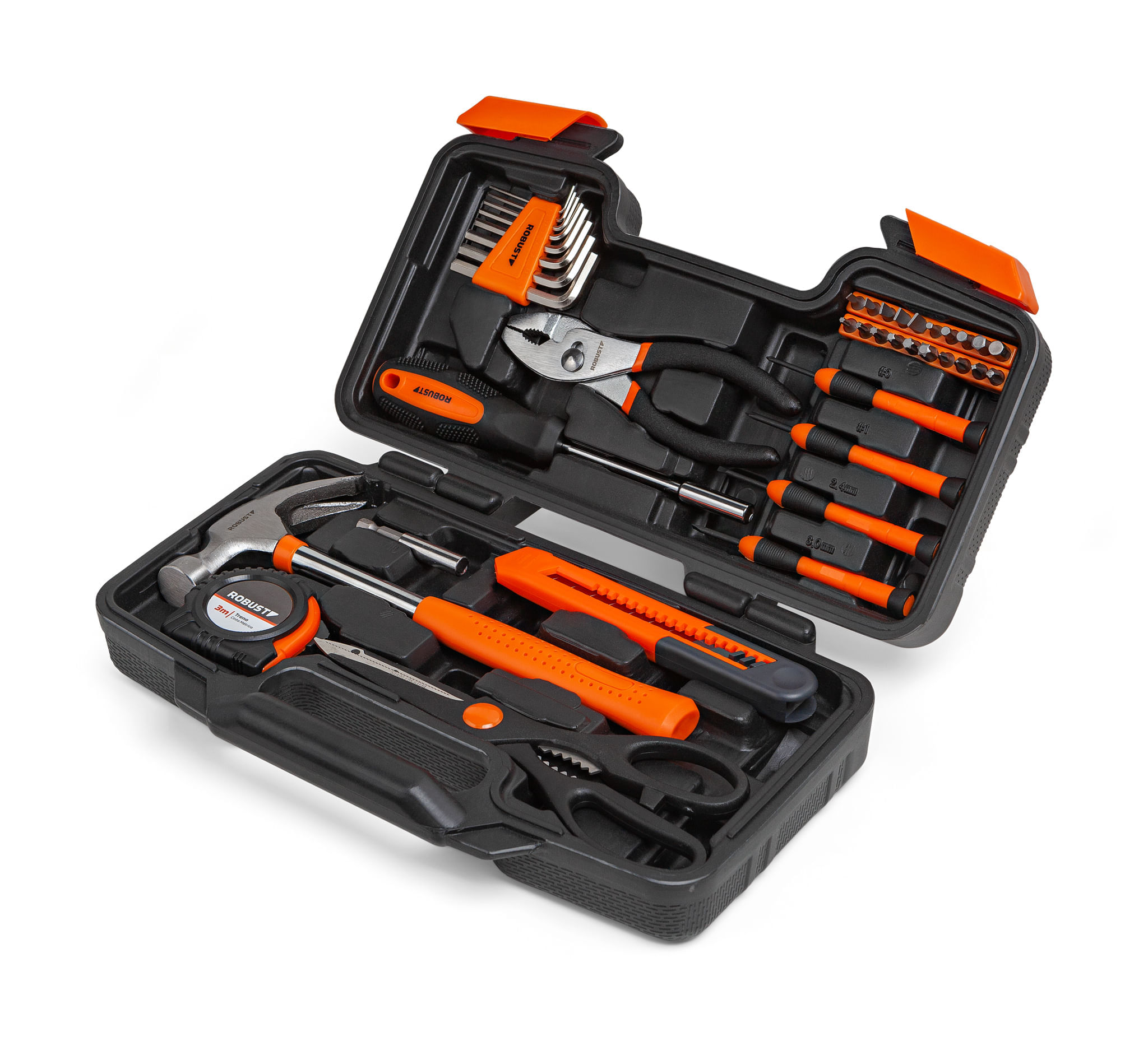 Jogo Ferramentas Diy 39 Peças Martelo/Trena/Alicate/Chaves Diversas S21003039 - Robust