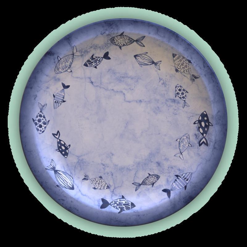 Prato Raso Peixes em Porcelana Decorada 28 cm Tramontina - Imagem 3