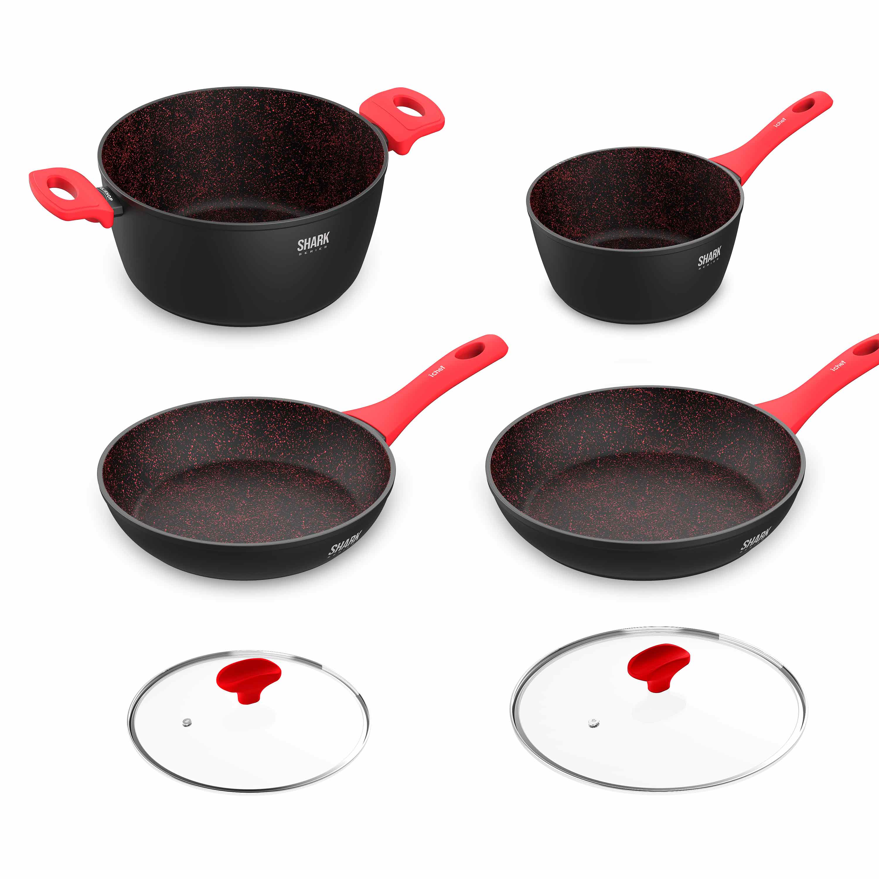 Super Combo Ichef Home Vermelha 4 panelas e 2 tampas