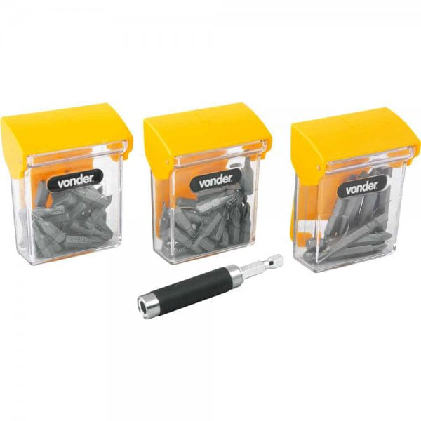 Jogo Bits/Ponteira 61 Peças Encaixe Sextavado 1/4” 35.38.061.000 - Vonder