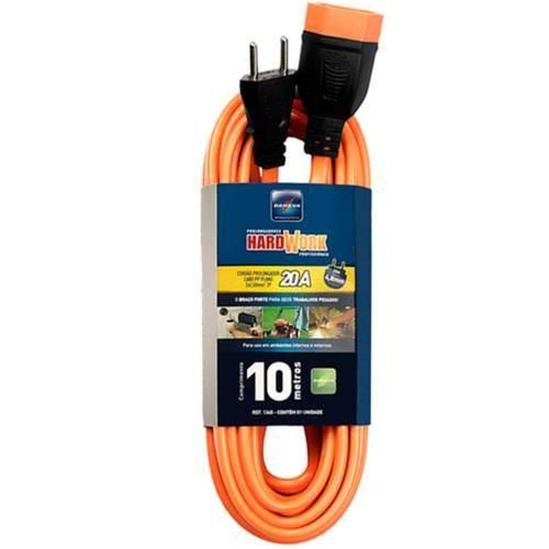 Cordão Prolongador Macho/Fêmea 2P+T Hardwork Cabo PP Plano 3x2,50mm² 20A 250V Laranja - Daneva