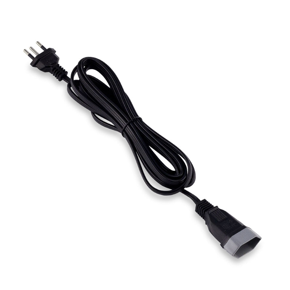 Cordão Prolongador Macho/Fêmea 2P+T Cabo PP Plano 3 Metros 3x0,75mm² 10A 250V Preto Cod. DN1693 - Daneva