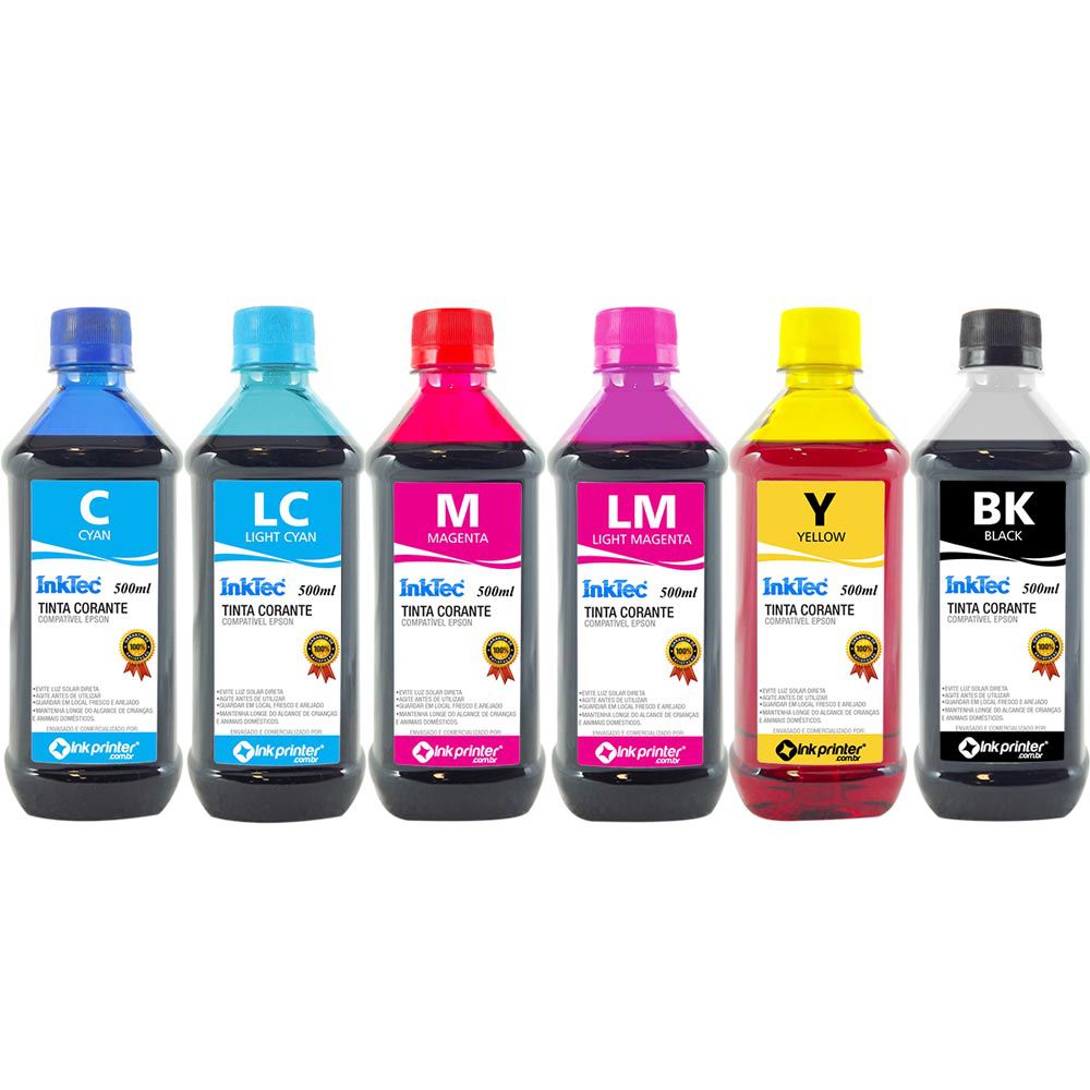 Tinta Corante InkTec para Impressora Epson (6x500ml)