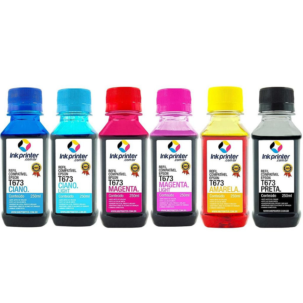 Kit de Tinta para Epson L805 - Compatível Ink Printer (T673 - 6x250ml)