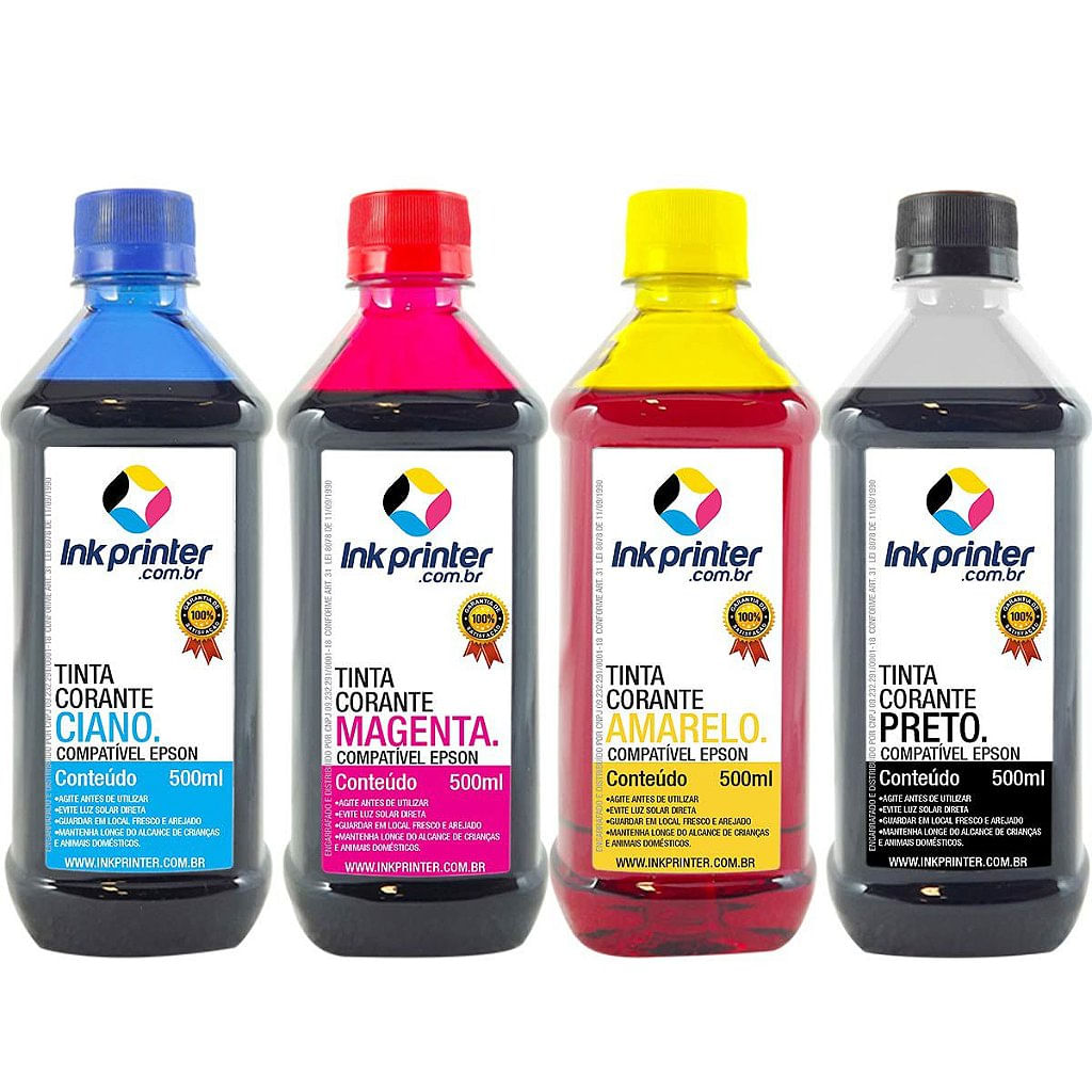 Tinta Corante InkPrinter para Impressora Epson (4x500ml)
