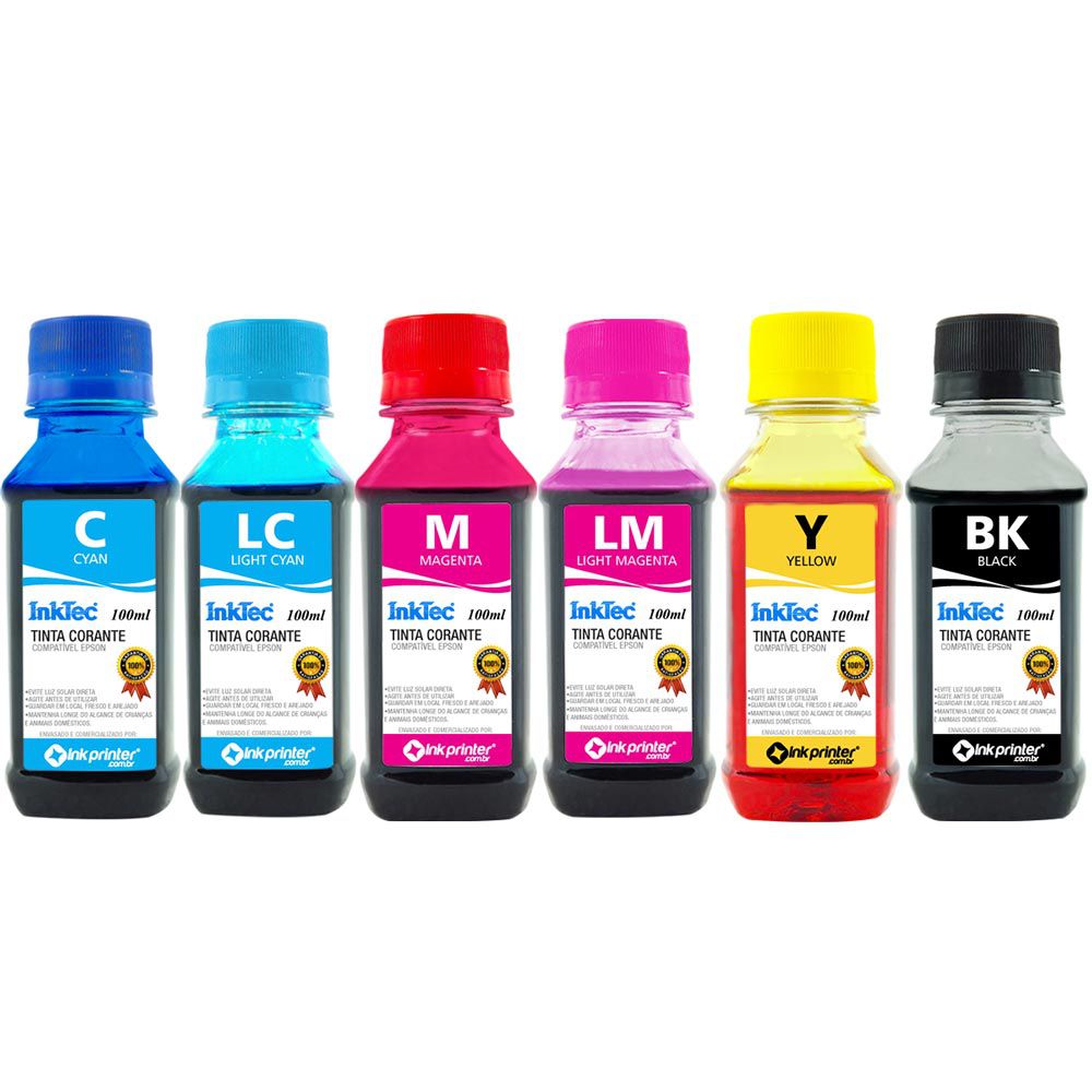 Tinta Corante InkTec para Impressora Epson (6x100ml)