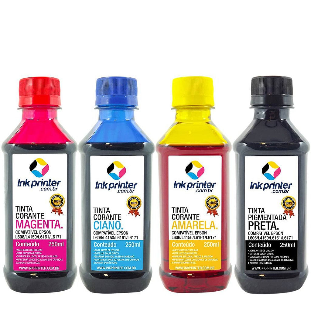 Kit de Tinta para Epson L606 - Compatível InkPrinter (T774 - 4x250ml)