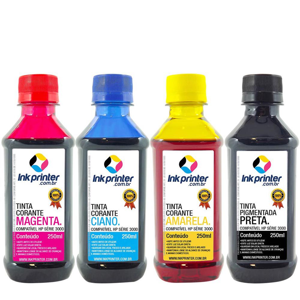 Tinta InkPrinter para Recarga de Cartucho de Impressora HP (4x250ml)