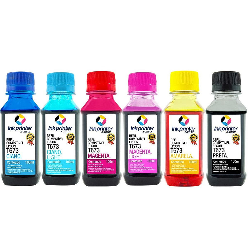 Kit de Tinta para Epson L800 - Compatível InkPrinter (T673 - 6x100ml)