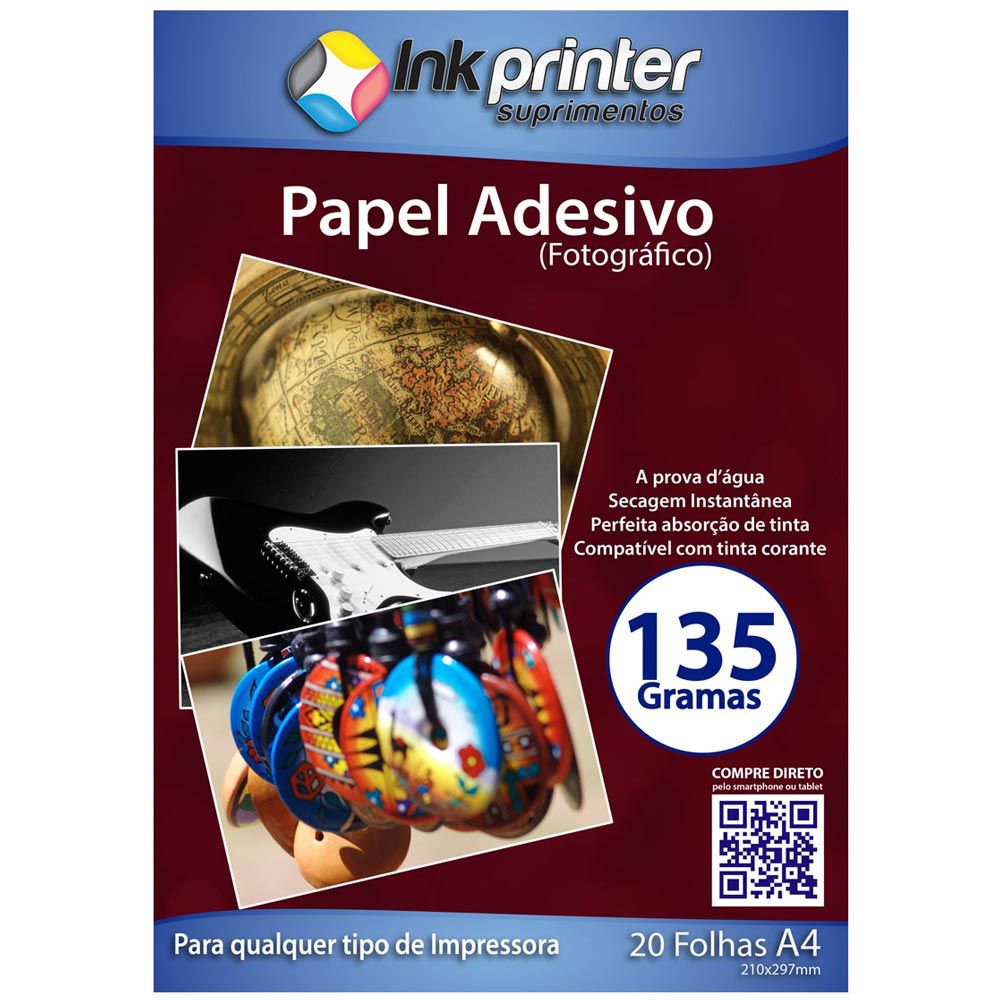 Papel Fotográfico Brilhante Glossy A4 135gr (ADESIVO)