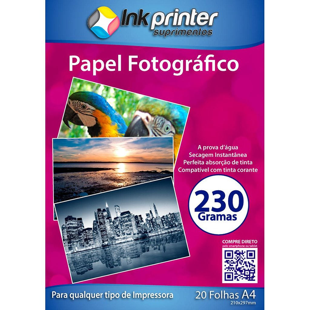 Papel Fotográfico Brilhante Glossy A4 230gr