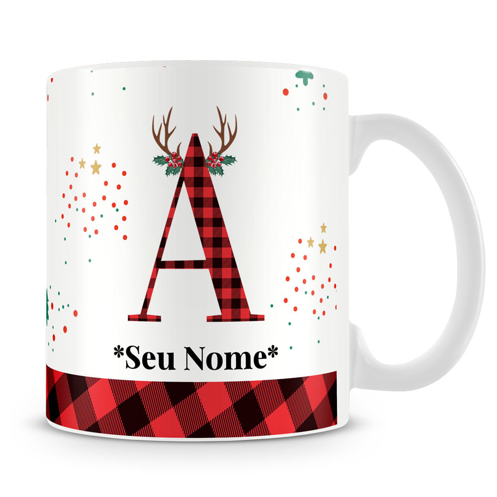Caneca Alfabeto Natalino – Letra A (Com Nome) - Imagem 2