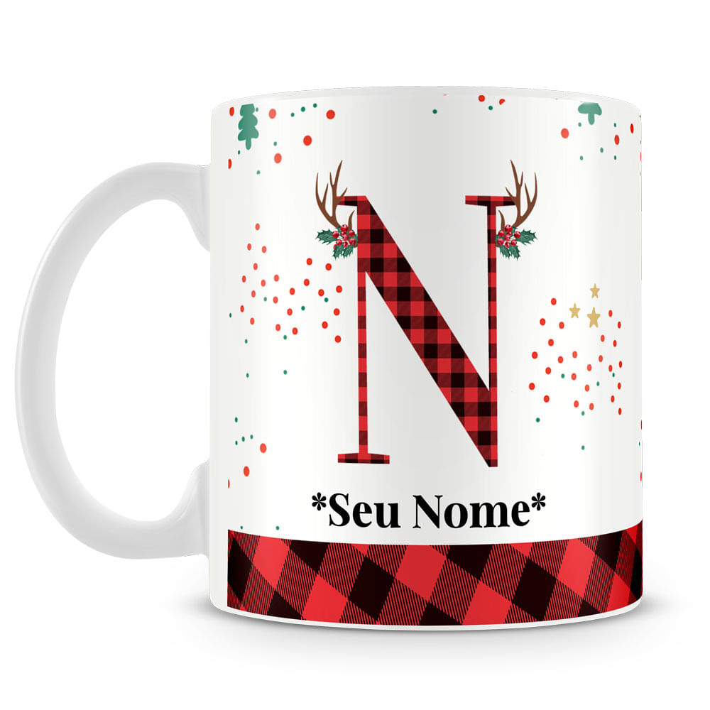 Caneca Alfabeto Natalino – Letra A (Com Nome) - Imagem 25
