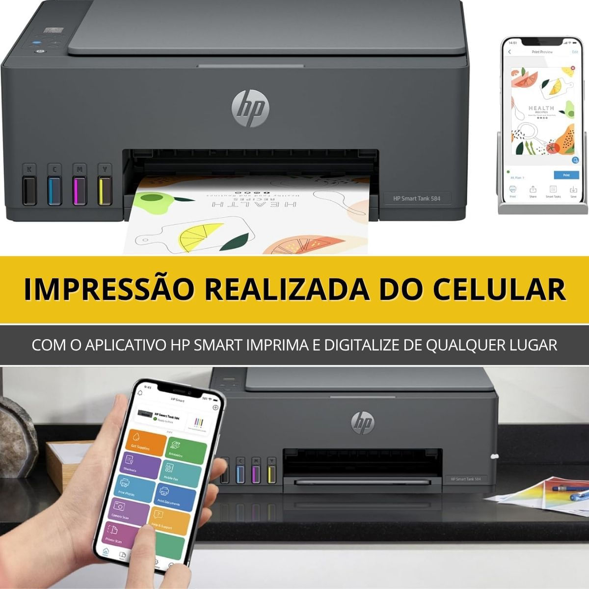 Impressora 3 em 1 HP Smart Tank 584 All-In-One A4 Bivolt - Imagem 6