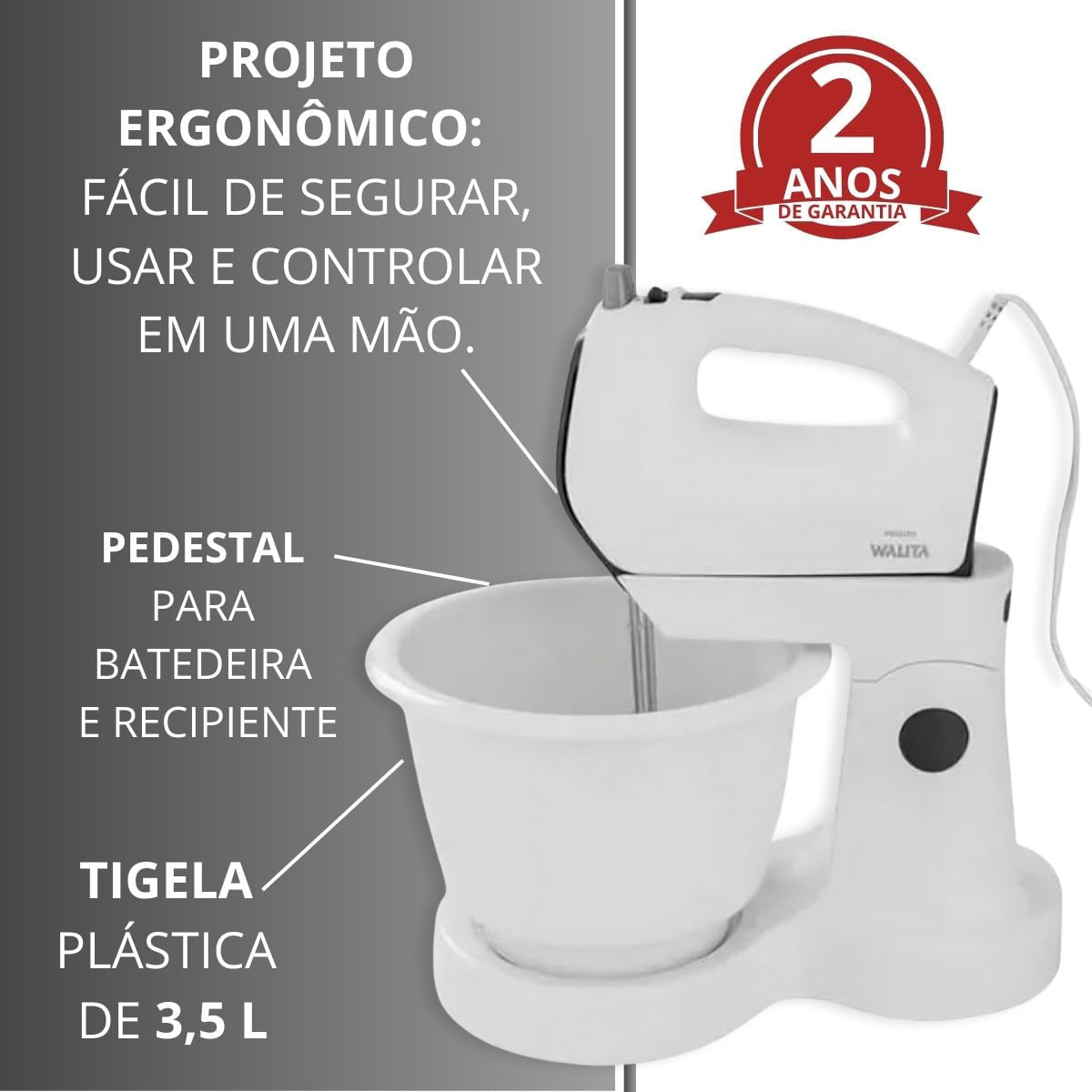 Batedeira Philips Walita RI7200 400W FlexMix Branco 110V - Imagem 3