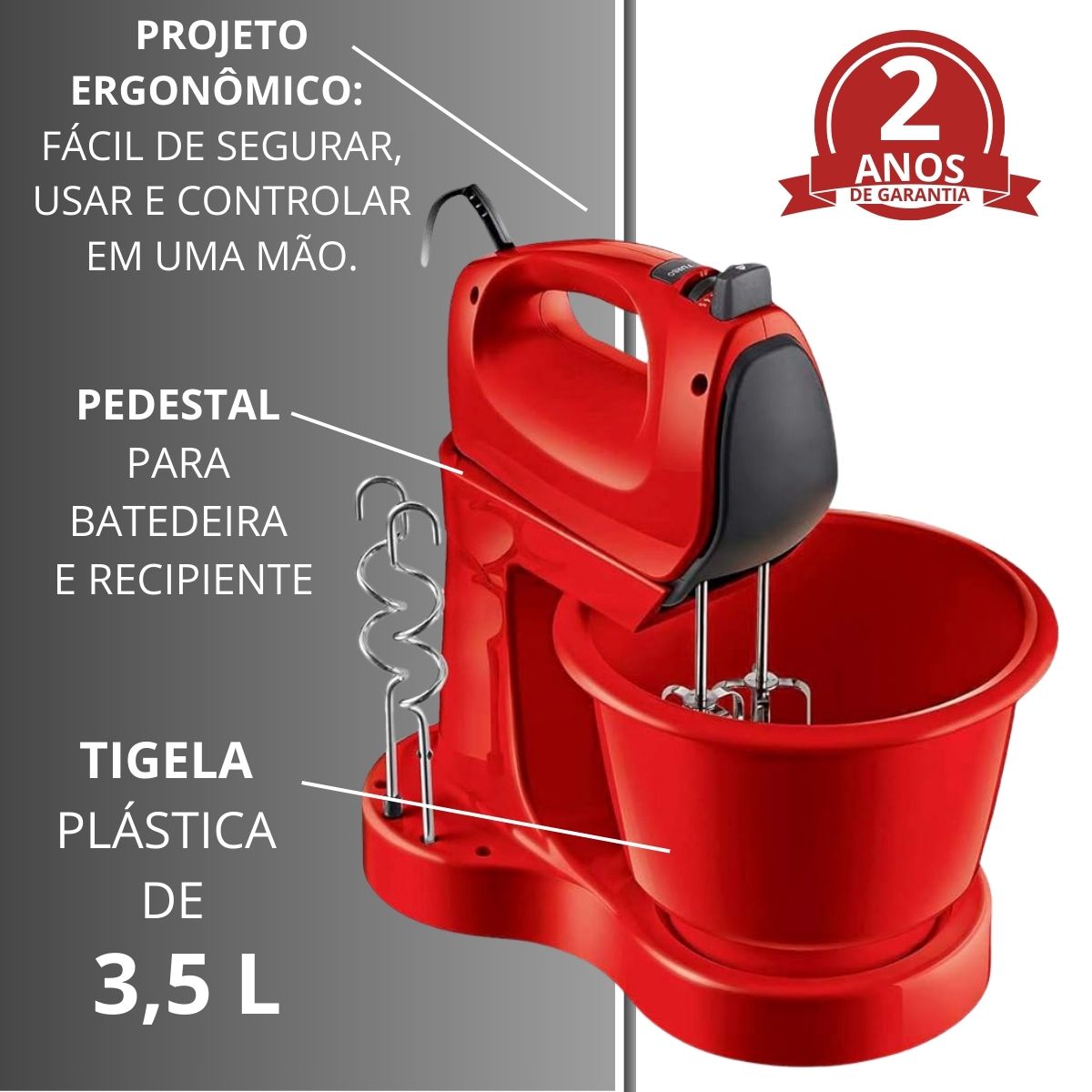 Batedeira Philips Walita RI7200 400W FlexMix Vermelho 110V - Imagem 8