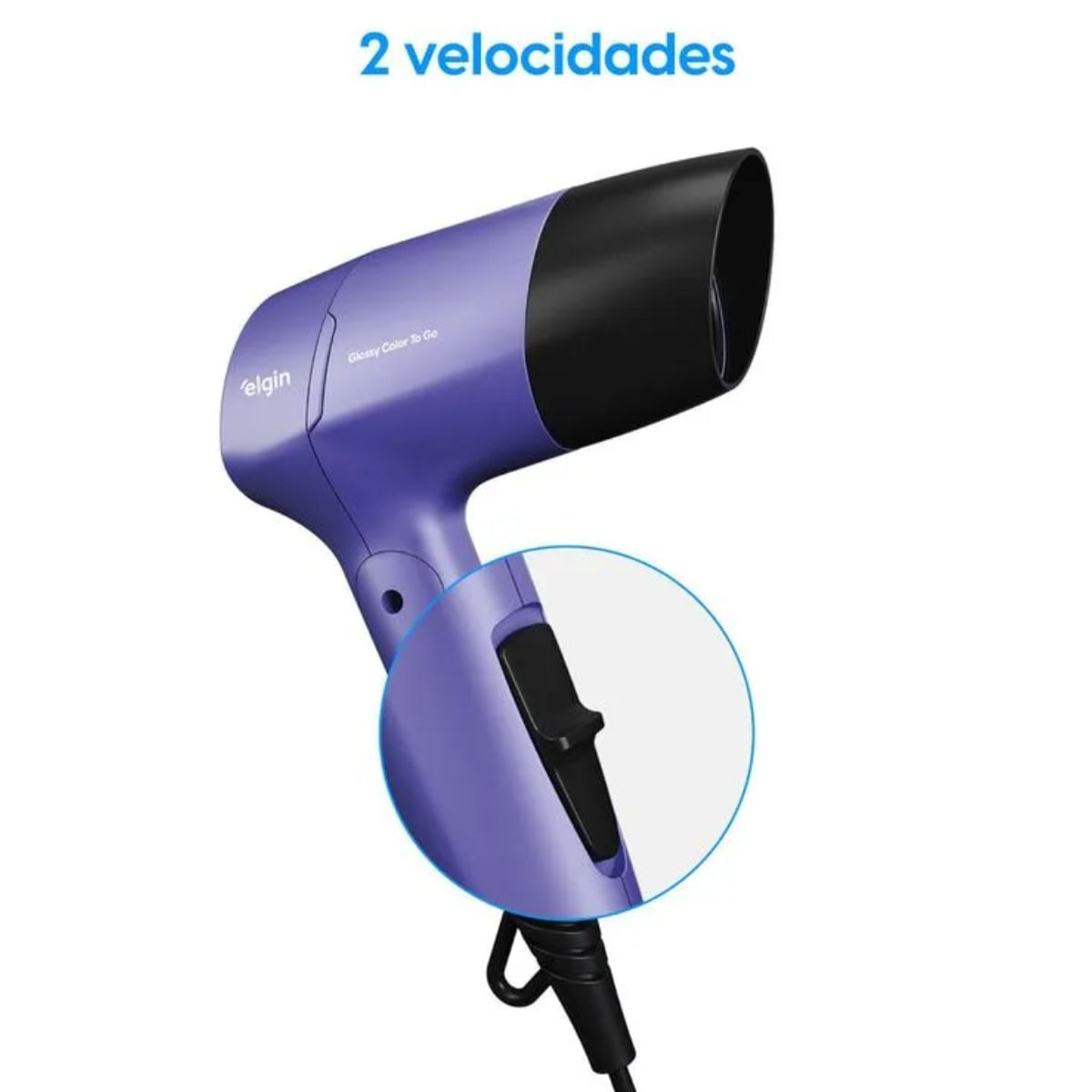 Secador de Cabelo Elgin Glossy Color To Go 2 Vel. Até 1200W Lilás Biv Manual - Imagem 4