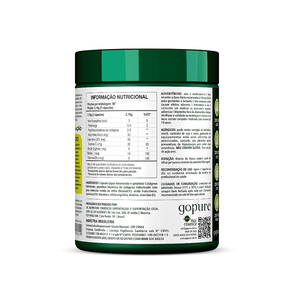 2 Colageno 60 Capsulas - 100% Hidrolisado + Biotina com Vitamina C Coenzima Q10 + Biotina - Imagem 3