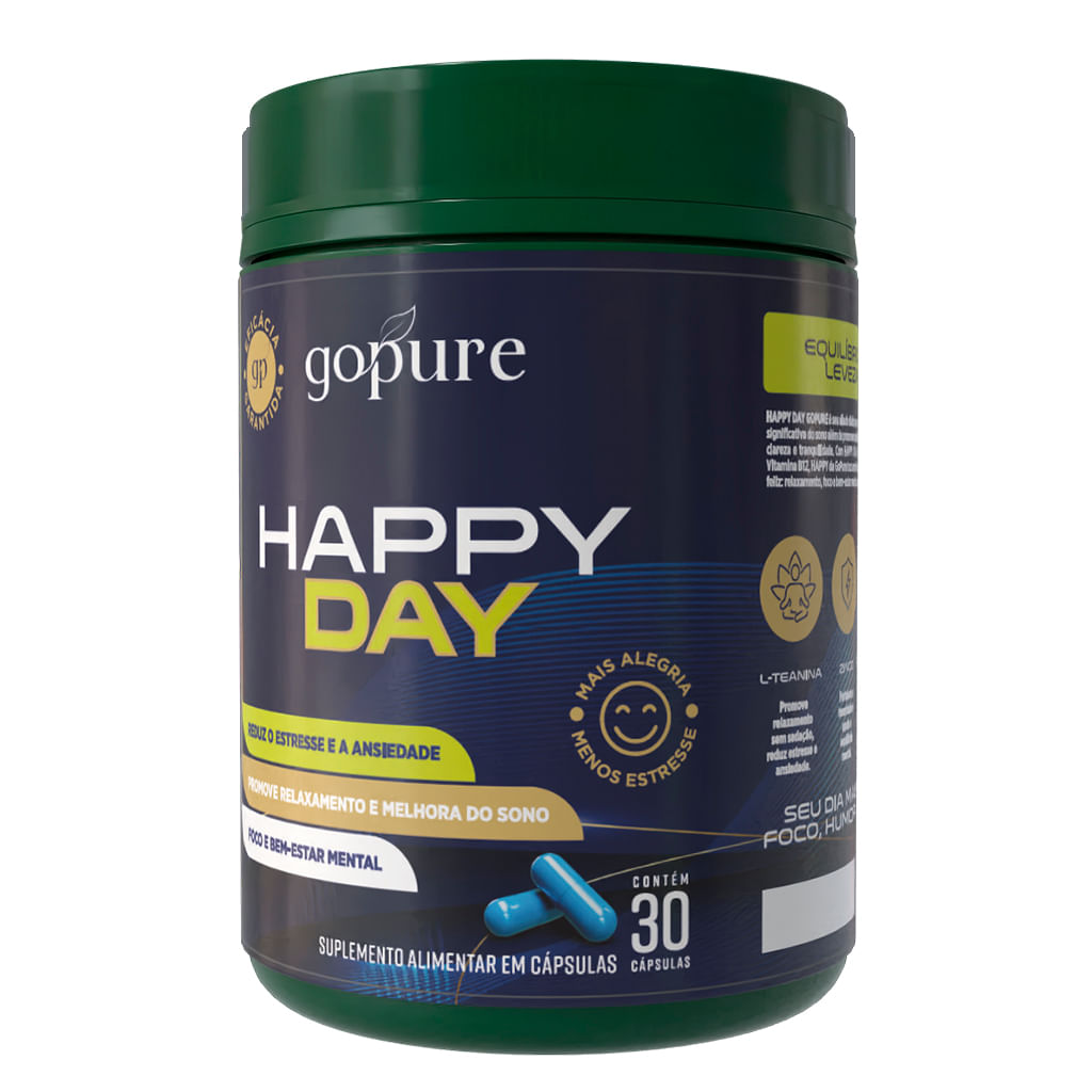 Compre 1, LEVE 2 - Happy Day GoPure – Suplemento para Aumentar Foco, Reduzir Stress e Ansiedade - Imagem 3