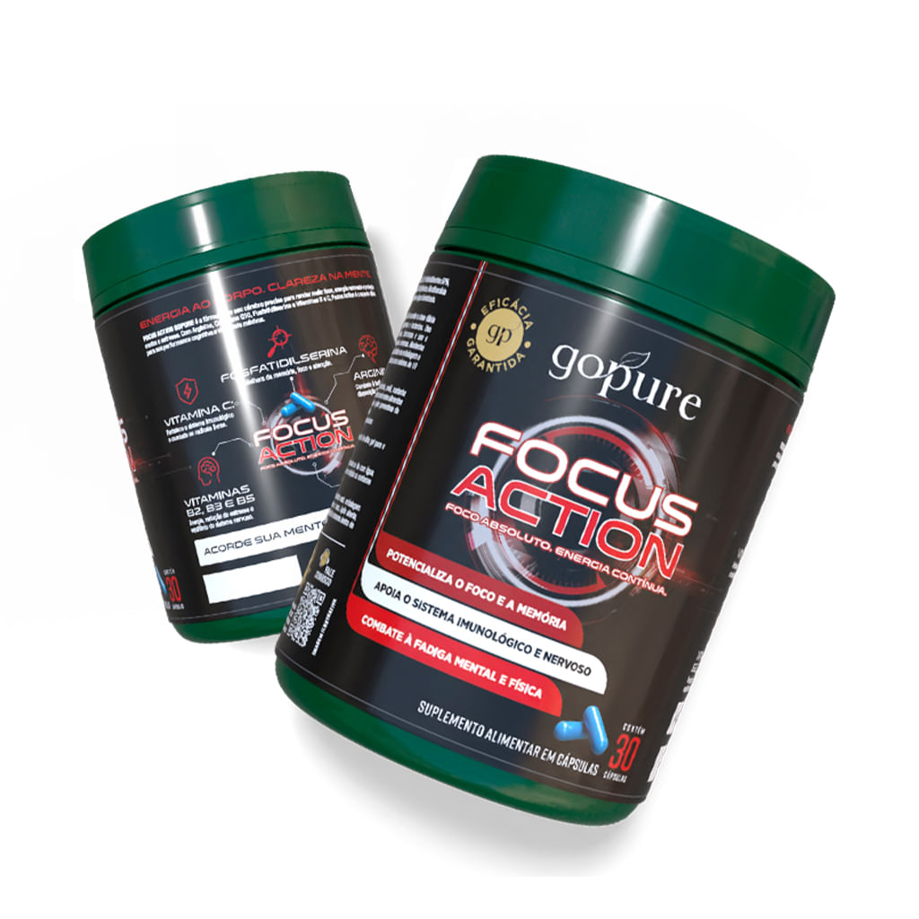 Compre 1, LEVE 2 - FOCUS GoPure – Foco Concentração Memória Agilidade - TDAH + Vitaminas