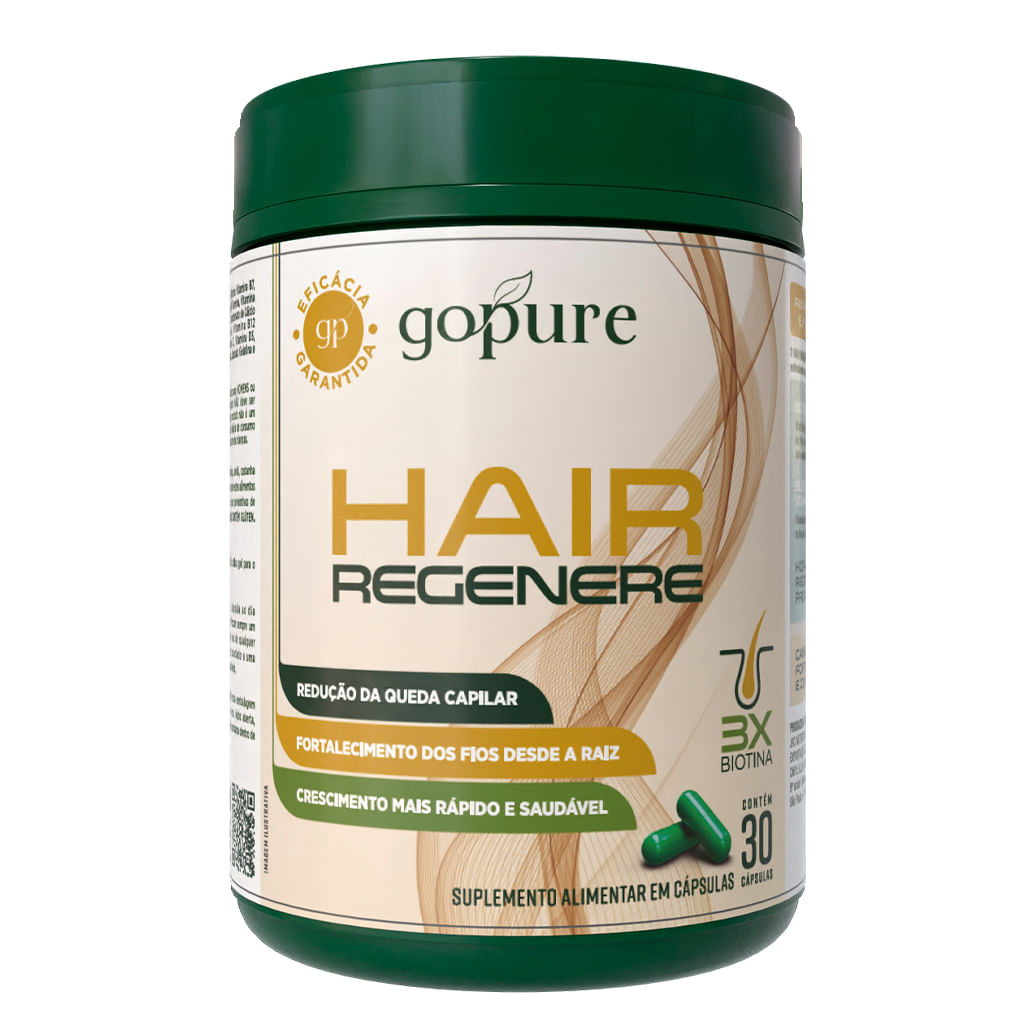 GoPure Hair Regenere – Redução da Queda e Crescimento do Cabelo Acelerado - 3X Biotina