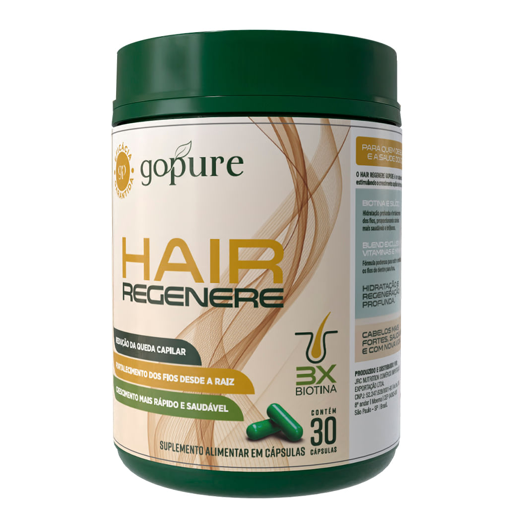 GoPure Hair Regenere – Redução da Queda e Crescimento do Cabelo Acelerado - 3X Biotina - Imagem 2