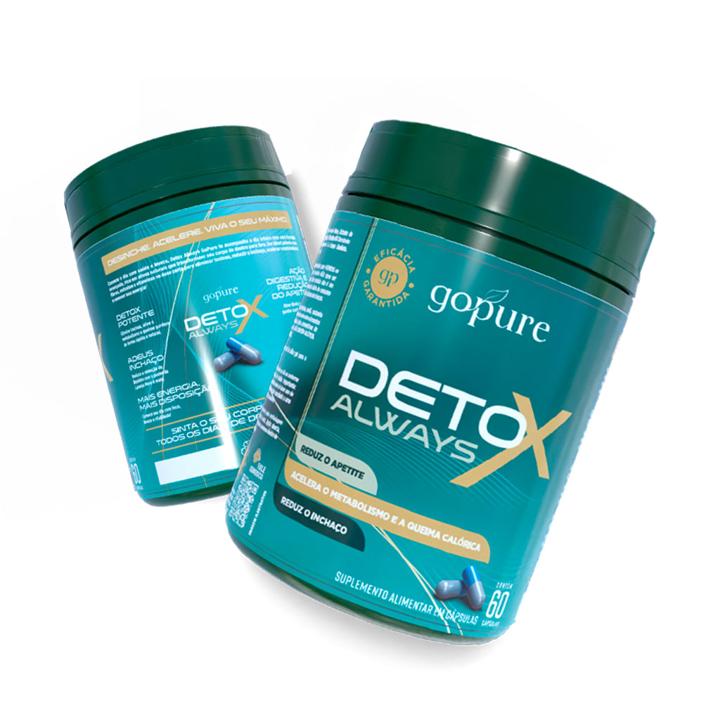 Compre 1, LEVE 2 - Detox Always GoPure – Suplemento p/ Reduzir Apetite, Desinchar, Perda de Peso, Emagrecimento