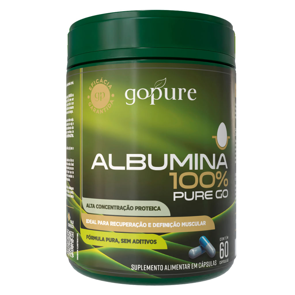 Albumina 100% Pura GoPure – Suplemento Proteico de Clara de Ovo Natural para Massa Muscular
