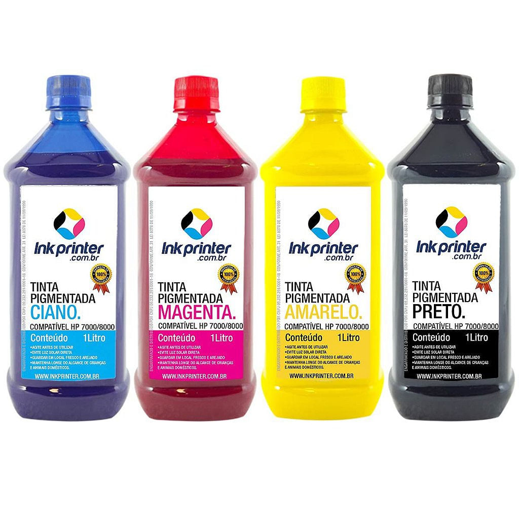 Tinta Pigmentada InkPrinter para Impressora HP Série 7000, 8000 (4 litros)