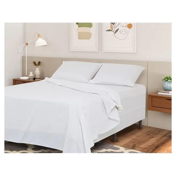 JG CAMA TEK DIAMANTE LISO QUEEN BRANCO 4PÇS