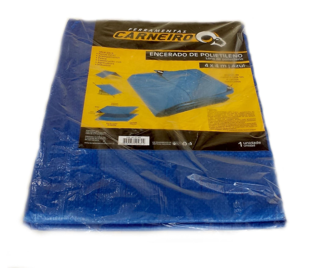 Lona Plástica Multiuso 4x3 metros Azul c/ilhoses - Pct c/1