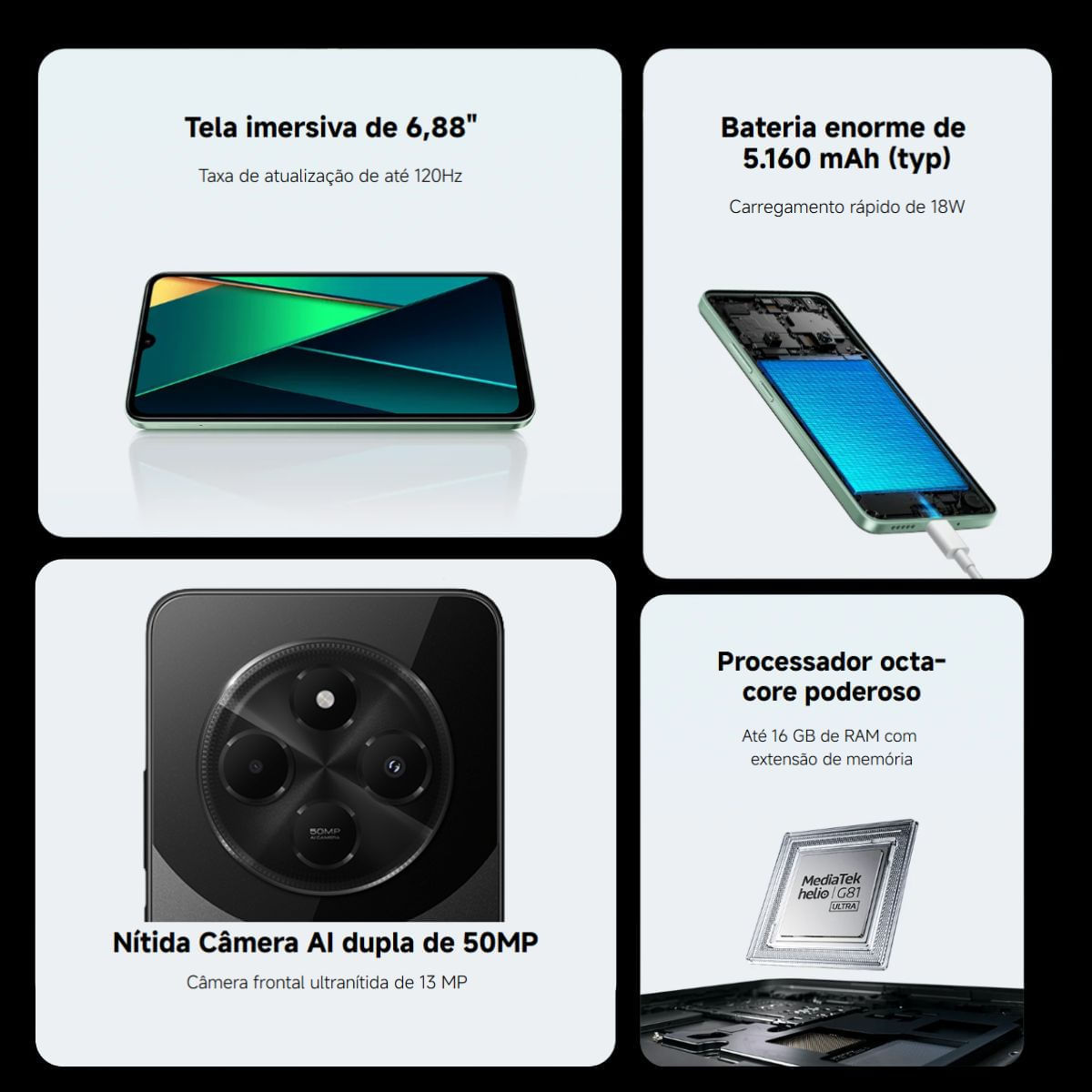 Smartphone POCO C75 Octa Core 6+6GB RAM Tela de 6,88" +128GB - Imagem 2