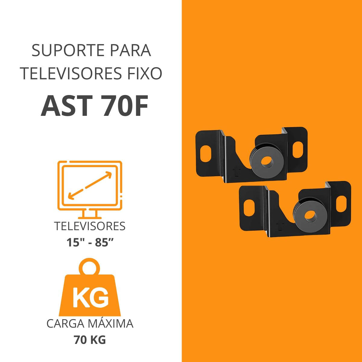 Suporte de Parede Para TV Fixa 15" A 85" Amvox AST 70F VESA Black - Imagem 3