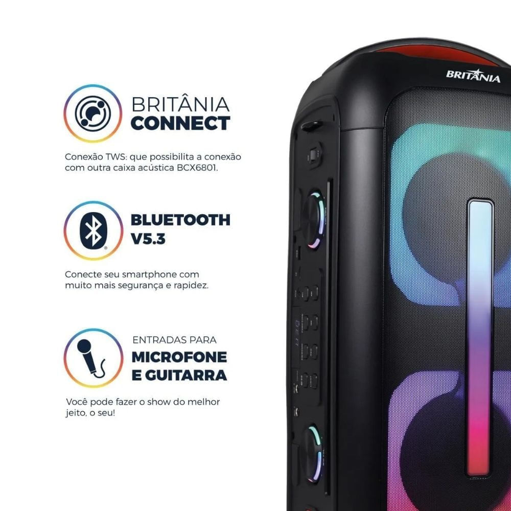 Caixa de Som Amplificada Britânia BCX6801 650W Bivolt - Imagem 2