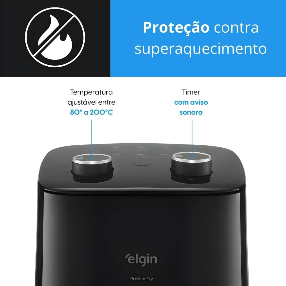 Air Fryer Prática Fry 3,7L Elgin 1400w Black 127V - Imagem 4