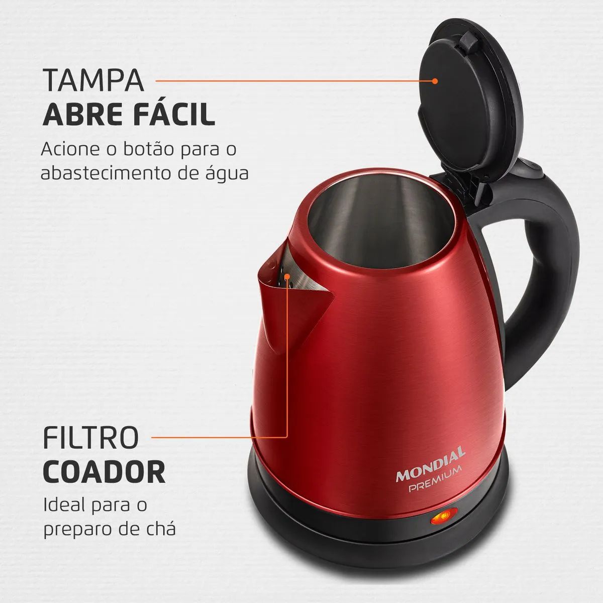 Chaleira Elétrica 2L Mondial Pratic Inox CE-06-R 1200W 110V - Imagem 11
