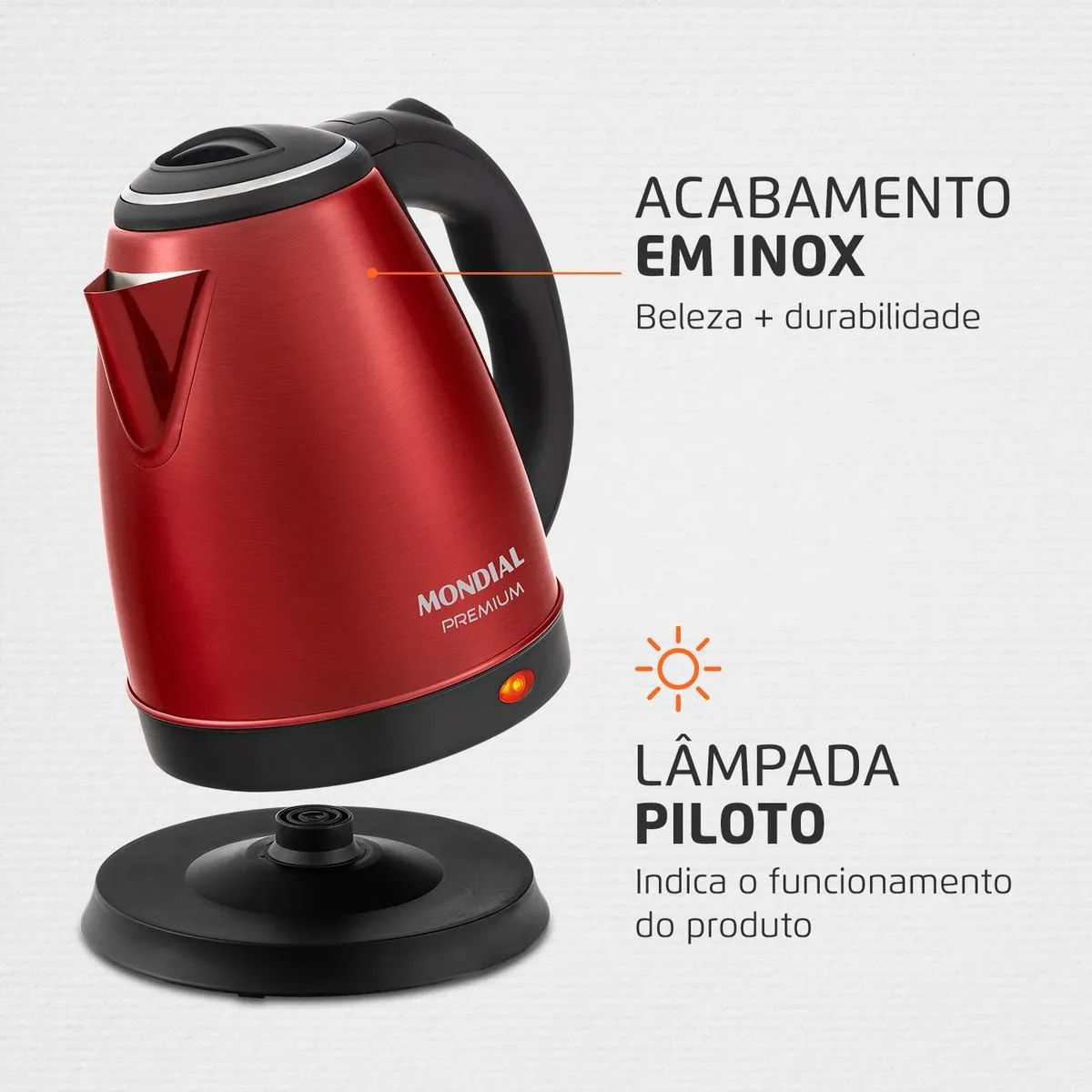 Chaleira Elétrica 2L Mondial Pratic Inox CE-06-R 1200W 110V - Imagem 12